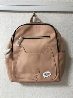 猫デザイン ベージュピンクリュック