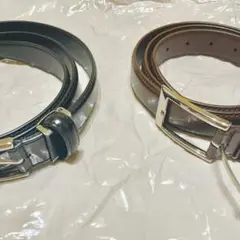 【匿名配送】メンズベルト2本セット 焦茶＆黒 美品 ビジネス用【即購入OK】
