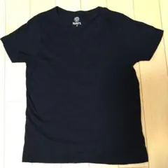 NAVY 黒 Tシャツ Mサイズ 100%オーガニックコットンVネック胸ポケット