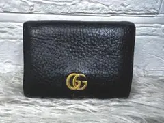 【極美品✨】グッチ 二つ折り財布 GGマーモント ブラック ミニ財布 財布