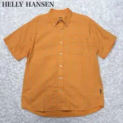 美品 HELLY HANSEN シアサッカー素材 ボタンダウン 半袖シャツ L
