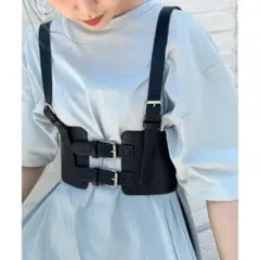 【大人気商品♪】 コルセット風ベルト ハーネスベルト ブラック 春夏 トレンド