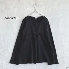 donna.Y.O|ボタンアップカーディガン ウエストマークリボン 洗える 黒