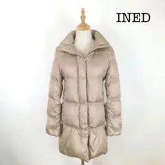 INED イネド 9 ダウンコート ベージュ フード取外し可能 ダブルジップ