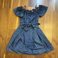 titty & co ティティー＆コー　デニム　ミニ　ワンピース　肩出し　青　M