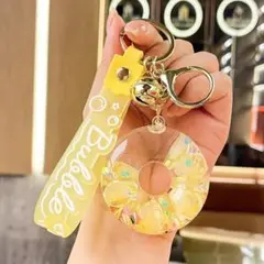 キーホルダー 黄色 透明 ドーナツ クリア きらきら 推し活 レモン