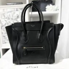 セリーヌ ラゲージ マイクロ レザー 黒 トートバッグ 美品★