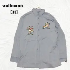 美品✨️wallmann　ウォールマン【M】デニム風長袖シャツ　刺繡入りシャツ