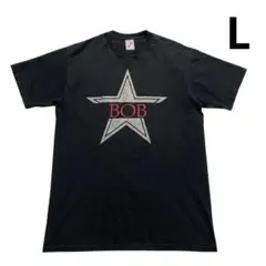 90s USA製 Jerzees BOB Tシャツ L 黒 銀 赤 スター 星