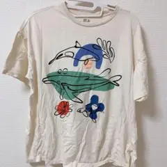 プリント 半袖Tシャツ クリーム色 Tシャツ 古着 レディース