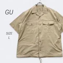 a1587▶GU　ジーユー　半袖シャツ　ミリタリーワークシャツ【L】ベージュ