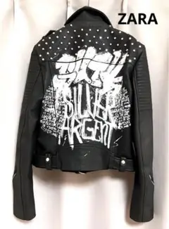 ZARA ライダースジャケット グラフィック ペイント メンズ レディース