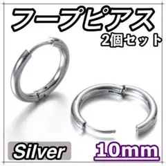 ピアス リング2個セット フープ 両耳 サージカルステンレス 10mm