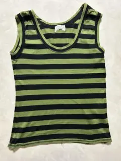 RNA inc. 緑と黒のストライプ タンクトップ M