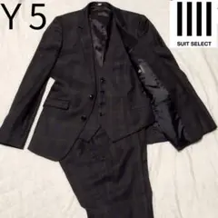 スーツセレクト ブラックウォッチチェック スリーピーススーツ Y5 ウール