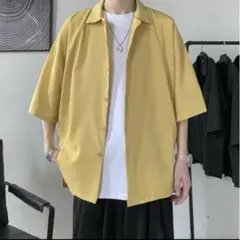 新品⭐️ビッグシルエット 半袖シャツ カジュアル メンズ イエロー Lサイズ