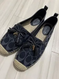 値下げ！COACH ネイビー エスパドリーユ スリッポン 美品 夏