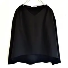 美品　TONAL トーナル Vネックブラウス　シャツ　ブラック　S