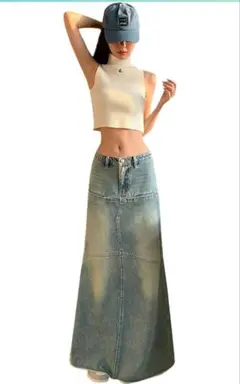 【新品未使用】マキシ丈デニムスカート