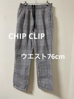 CHIP CLIP チェック柄ワイドパンツ イージーパンツ ウエスト76cm