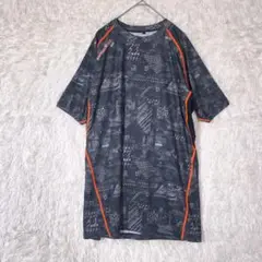 Tシャツ　ドライ　スポーツ　作業着　3L 大きいサイズ　速乾　グレー　幾何学
