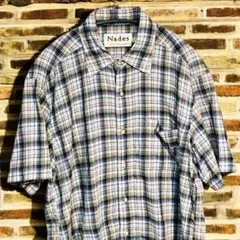 メンズ・Nades チェック柄 半袖シャツ日本製　Lサイズ美品