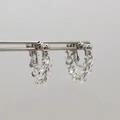 チョコビーズ フープイヤリング クリア SV タイプB