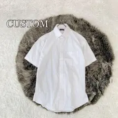 ●美品CUSTOM ボタンダウン半袖シャツ （M39）白 ポリコットン　オフィス