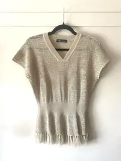 値下げ✳︎美品✳︎アクアスキュータム✳︎Vネック✳︎サマーニット✳︎和紙