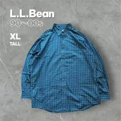 L.L.Bean 90〜00s チェックシャツ 長袖 ブルー XL-TALL