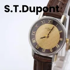 S.T. Dupontデュポン★ゴールドダイヤルメンズクォーツ時計★電池入り稼働 S.T. Dupontデュポン☆ゴールドダイヤルメンズクォーツ時計