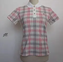 SALE【HUITIEME】チェック　半袖ポロシャツ　M