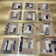 柿渋染め手拭い　パッチワーク生地　15