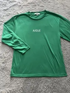 AIGLE（エーグル）グリーンロゴ入り長袖カットソー Lサイズ 速乾性