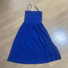 H&M ブルー　キャミソールロングワンピース M