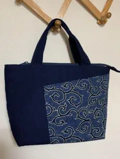 玄照堂　ハンドバッグ　デニム生地　美品