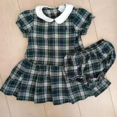 ラルフローレン　チェック柄ワンピース＆パンツセット 9M 75