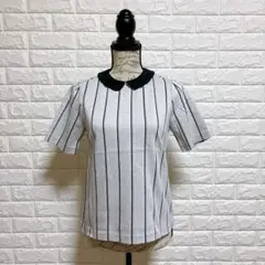 マッキントッシュフィロソフィー ストライプ 半袖 丸襟 38 美品