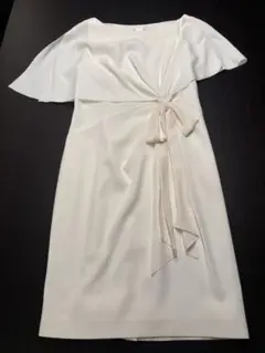 Paule Ka ホワイト ノースリーブ ひざ丈ワンピース