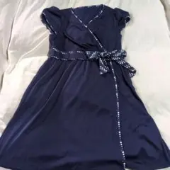 ⑧　ネイビー ラップスタイル ワンピース LL