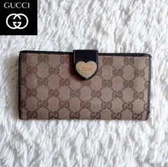 10 グッチ GUCCI GG キャンバス ラブリーハート 長財布