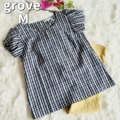 大特価☆grove グローブ ギンガムチェック パフスリーブブラウス 美品☆M☆