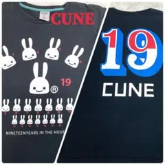 【CUNE 】【19周年Tシャツ】 ウサギ 19 　黒　M　両面プリント