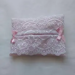 ポケットティッシュカバー、ピンク、レース、ハンドメイド、キレイ、レア、プレゼント