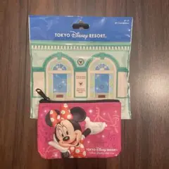 ディズニー　パークチケット柄　ミニポーチ　ミニー