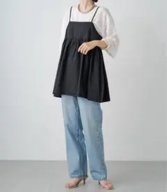 omekashi バックホールキャミチュニック　ブラック