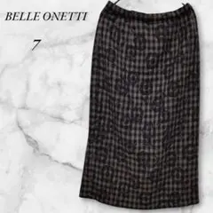 【日本製】BELLE ONETTI　タイトスカート　ミモレ丈　花柄　ウール　７