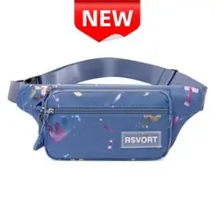 ⭐新品⭐ボディバッグ ブルー スプラッシュプリント ウエストポーチ 男女兼用