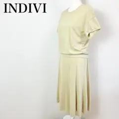 INDIVI ジャージセットアップワンピース 半袖 36 クリームイエロー