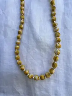 ラッピングネックレス　黄色　ハンドメイド